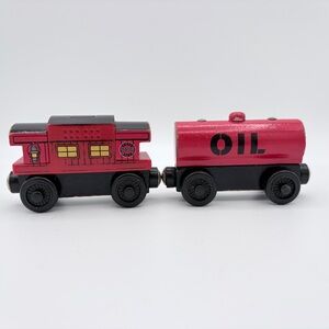 Two Thomas & Friends Wooden Magnetic Engines - Oil Tanker and Musical Caboose
